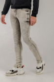 Jean gris oscuro súper skinny con tiro bajo y costuras negras