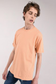 Camiseta unicolor manga corta con doblez y abertura lateral