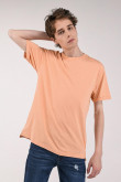 Camiseta unicolor manga corta con doblez y abertura lateral