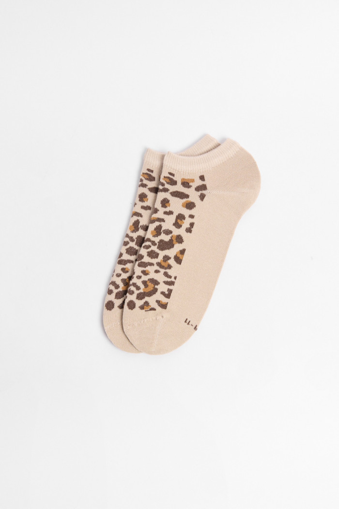Medias unicolores tobilleras con diseño de animal print