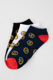 Medias unicolor tobilleras con contrastes y diseños de pretzel