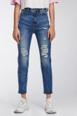 Jean mom fit azul oscuro con diseño láser de Daisy, Disney