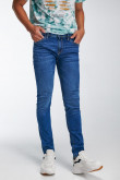 Jean azul medio tipo skinny tiro bajo con ajuste ceñido