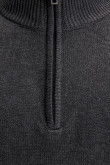 Suéter tejido unicolor con cuello alto y cremallera
