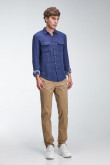 Pantalón Slim fit tiro medio unicolor en drill