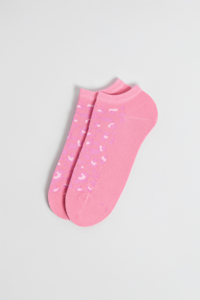 Medias unicolores tobilleras con diseño de animal print