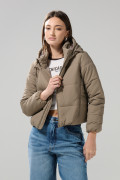 Chaqueta unicolor acolchada con capota y 2 bolsillos