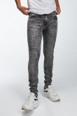 Jean gris oscuro súper skinny tiro bajo con hilos en contraste