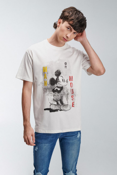 Camiseta oversize, estampado de Mickey.