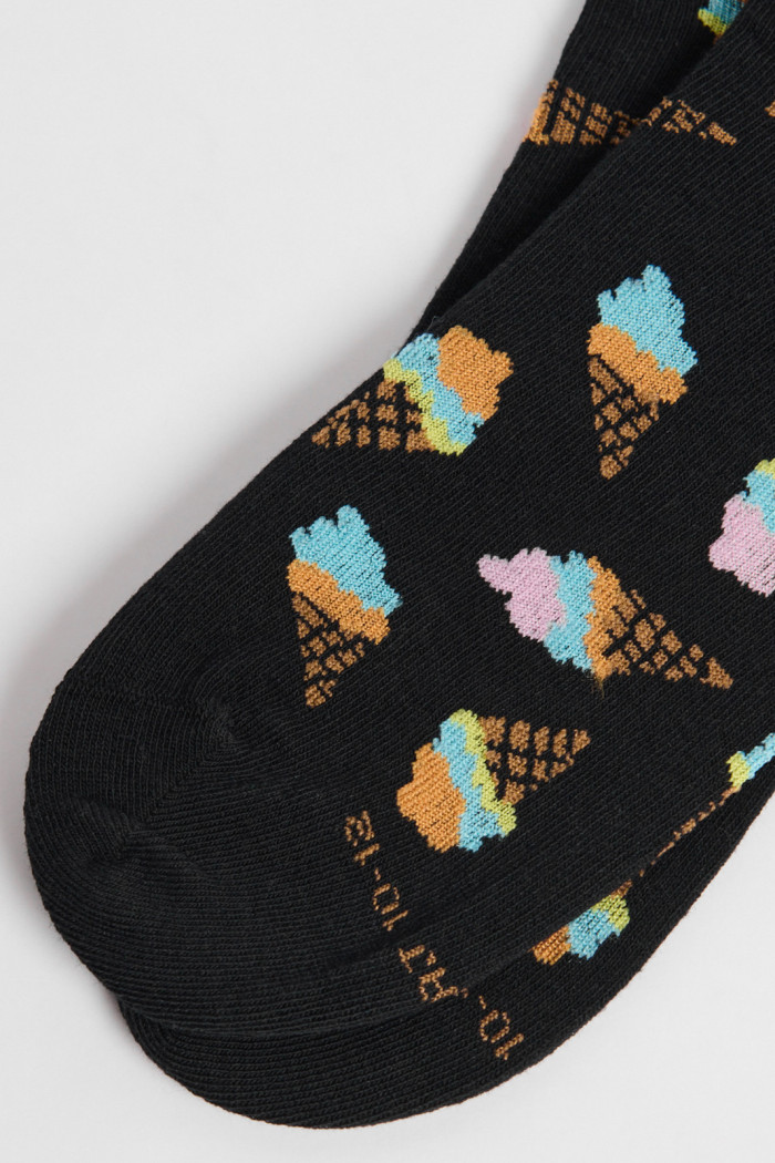 Medias tobilleras unicolores con diseños de helados