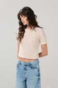 Camiseta kaki clara con escote en espalda y manga corta