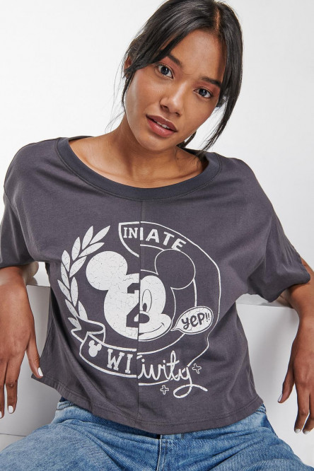 Camiseta manga corta estampada de Mickey.