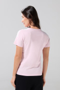 Camiseta ajustada cuello redondo unicolor en algodón