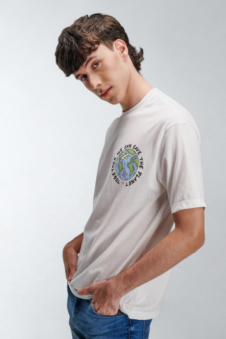Camiseta para hombre manga corta, con estampado básico sobre el frente