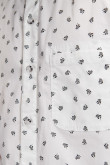 Camisa blanca manga corta estampada con cuello sport collar