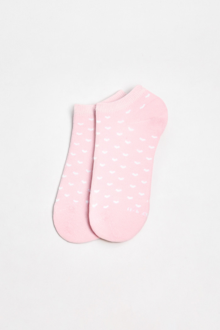 Medias tobilleras unicolores con corazones en contraste