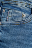 Jean skinny tiro bajo azul claro con costuras en contraste