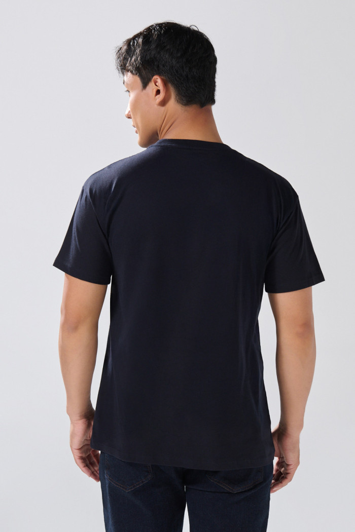 Camiseta en algodón college azul intensa manga corta