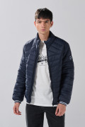 Chaqueta acolchada bomber unicolor con bolsillos y cremallera
