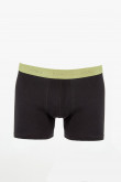 Bóxer negro tipo midway brief con elástico verde en la cintura