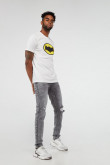 Camiseta cuello redondo crema claro con estampado de Batman