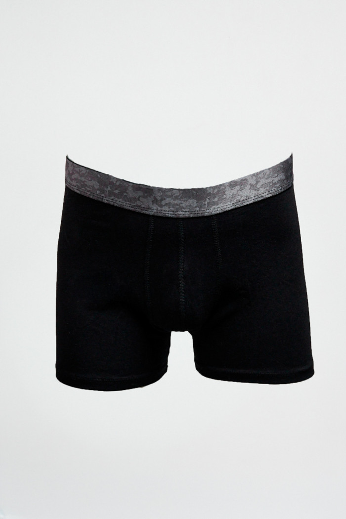 Bóxer brief-medio negro en algodón con diseños en cintura
