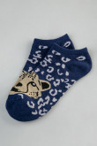 Medias tobilleras azul intenso con diseño de jaguar