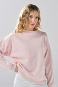 Buzo oversize cuello redondo unicolor con hombro caído

