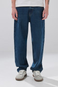 Jean baggy infaltables azul oscuro con tiro medio y bolsillos
