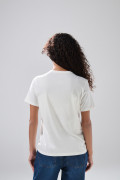Camiseta en algodón crema clara college cuello redondo
