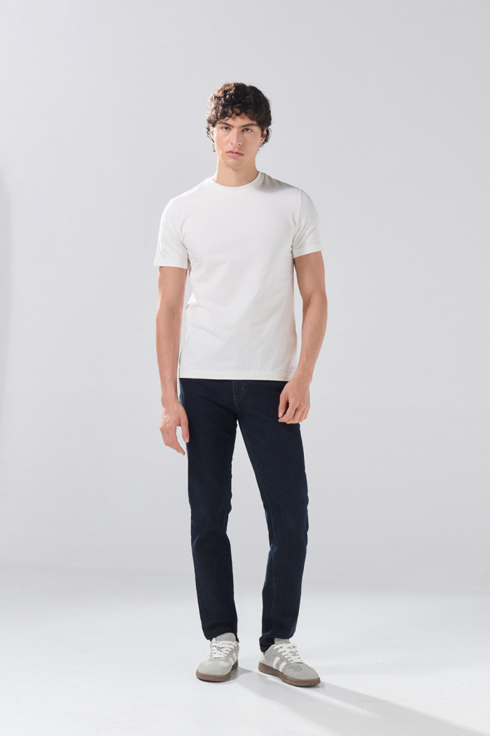 Camiseta en algodón infaltables unicolor con cuello redondo
