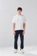 Jean straight leg azul infaltables tiro bajo con cremallera
