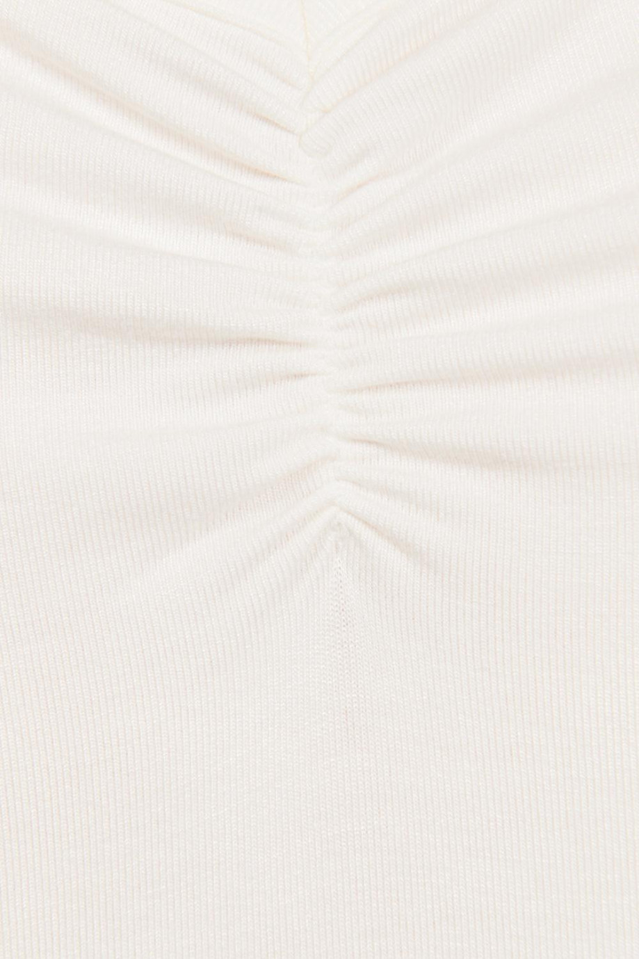 Camiseta unicolor con manga corta, recogido y cuello en V