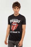 Camiseta tie dye manga corta, estampado de Rolling Stones