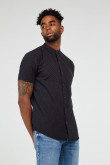 Camisa cuello mao unicolor con estampados mini print