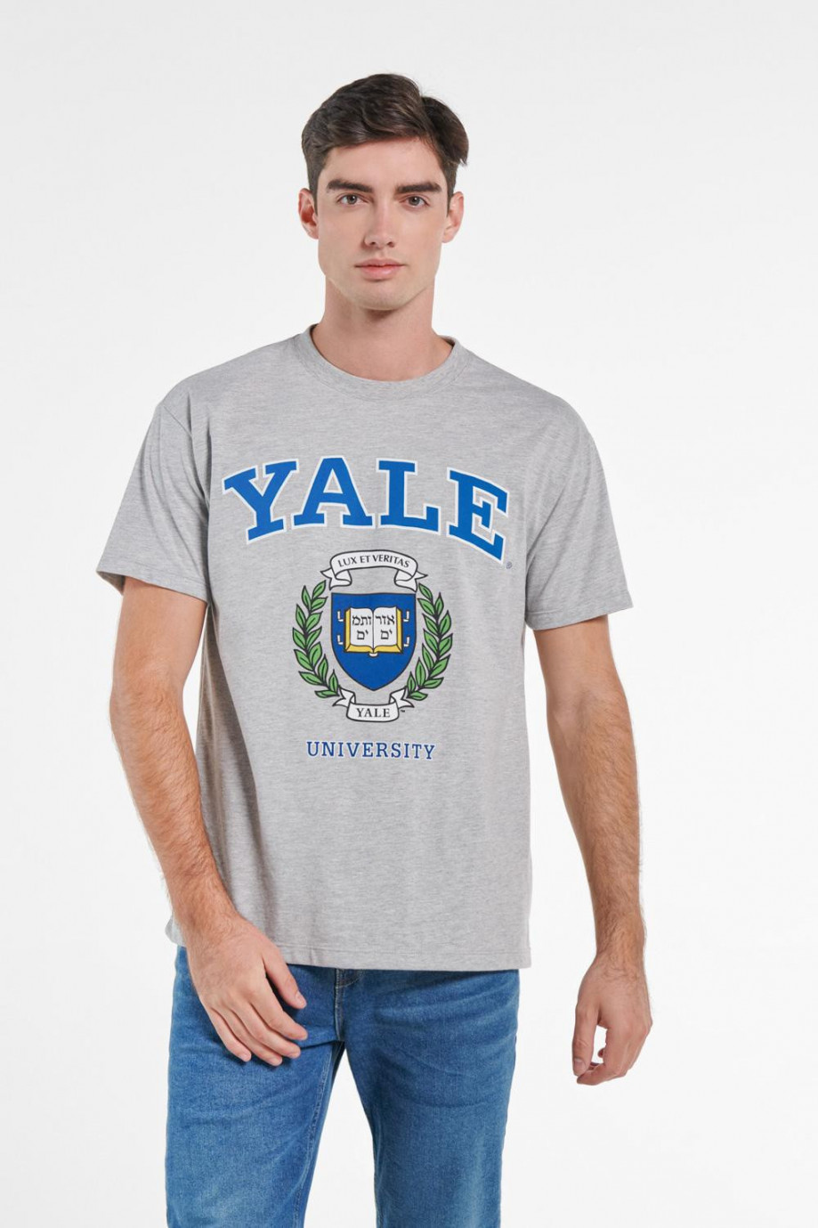 Camiseta manga ranglan corta, estampado de Yale University.