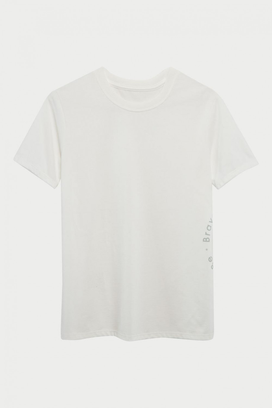 Camiseta crema claro manga corta con estampado en frente