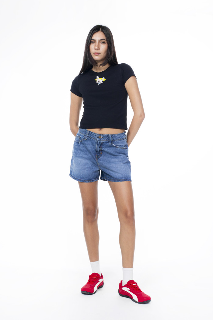 Camiseta de Chicas Superpoderosas negra manga corta
