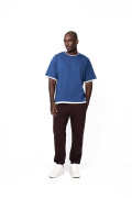 Camiseta oversize con contrastes y manga corta unicolor
