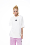 Camiseta crema clara oversize manga corta con diseños
