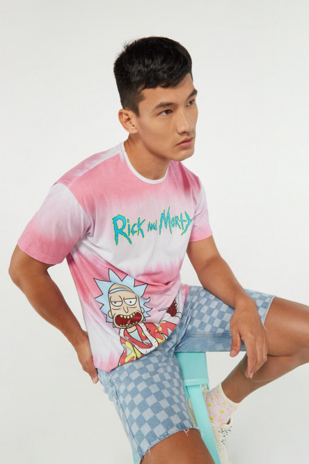 Camiseta tie dye, con estampado, de Rick & Morty