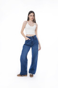 Jean bota ancha baggy infaltables azul oscuro con tiro medio
