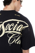 Camiseta oversize unicolor con textos y manga corta
