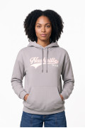 Buzo oversize con capota gris medio y diseño college

