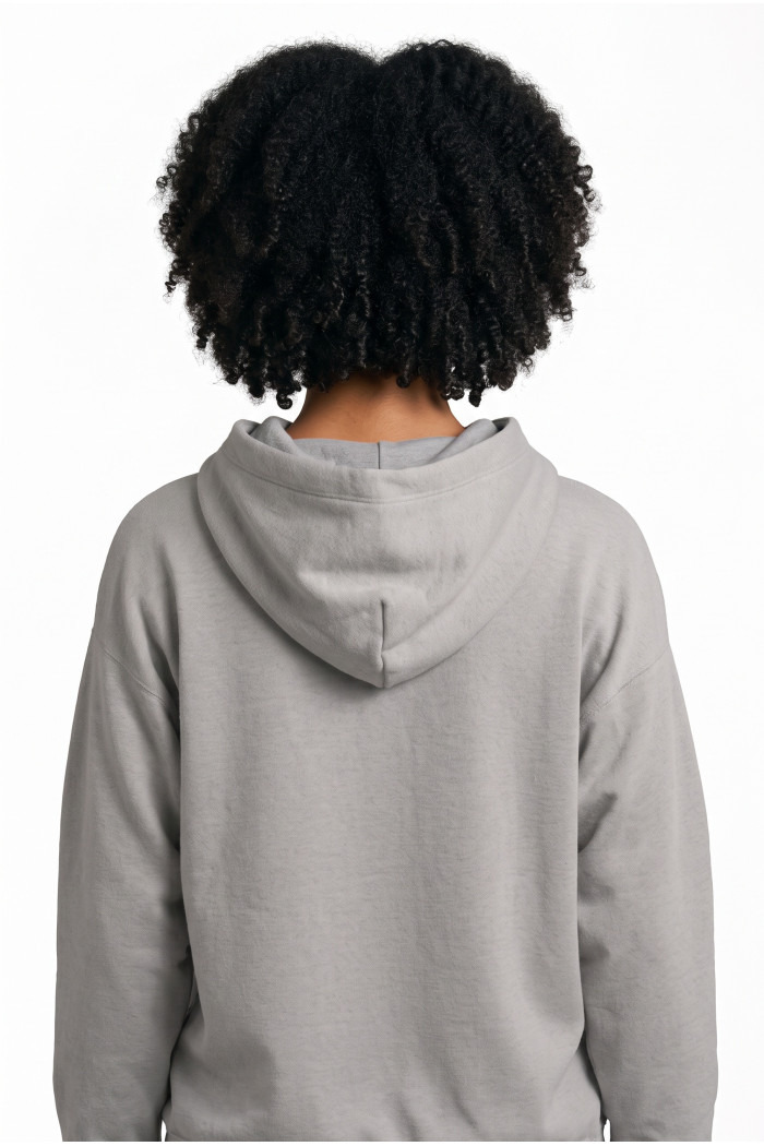 Buzo oversize con capota gris medio y diseño college
