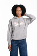 Buzo oversize con capota gris medio y diseño college
