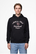 Buzo negro perchado oversize con arte college y capota