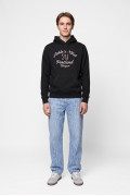 Buzo negro perchado oversize con arte college y capota