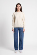 Buzo oversize con capota crema claro y artes college
