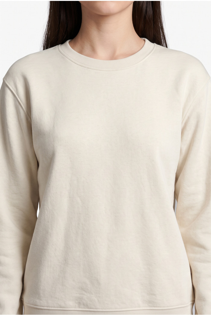 Buzo oversize con capota crema claro y artes college
